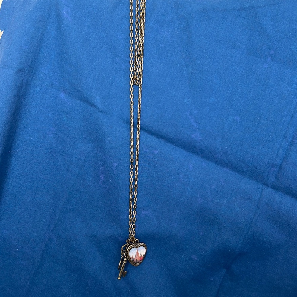 Premier Designs Love and marriage necklace, with a heart key and love tag.